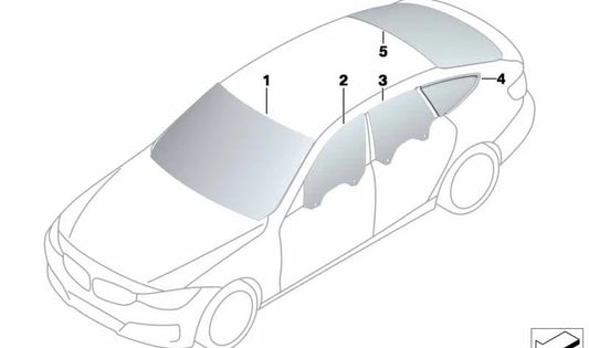 Cristal fijo trasero izquierdo OEM 51377412023 para BMW Serie 4 Gran Coupé (F36). Original BMW