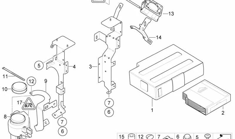 CD DVD Changer Magazine Holder for BMW E65, E66 (OEM 65126913391). Original BMW.