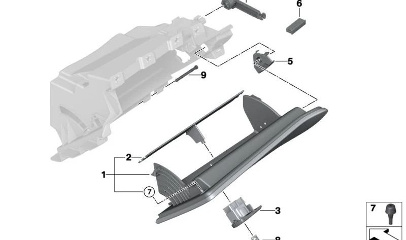 Tirador de guantera OEM 51167948435 para BMW G20, G21, G28, G22, G26. Original BMW.