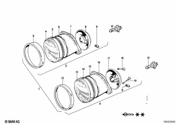 Faros H4 BOSCH para BMW E46, F30, F80 (OEM 63121357143). Original BMW