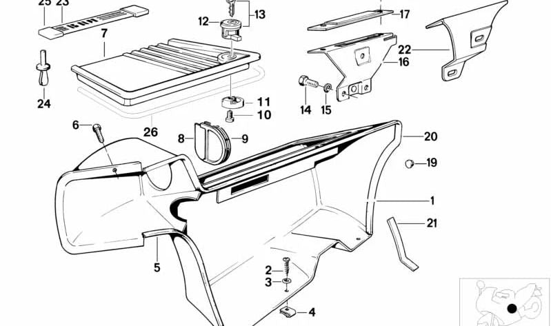 Left bracket for BMW (OEM 46631455439). Original BMW