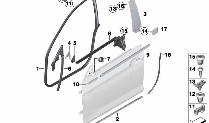 Cubierta corta exterior izquierda para BMW F06, F12, F13 (OEM 51337221309). Original BMW