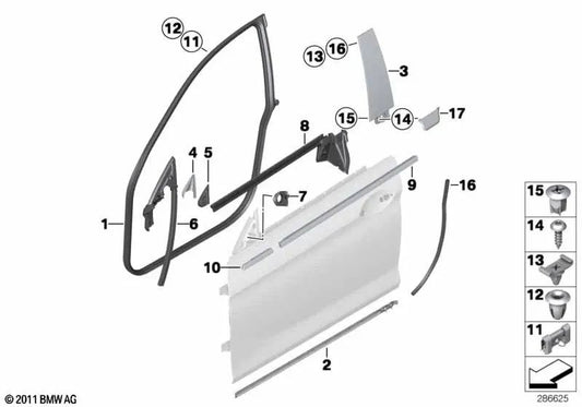 Cobertura Pilar B Puerta Delantera Derecha para BMW Serie 6 F06 (OEM 51337453330). Original BMW.