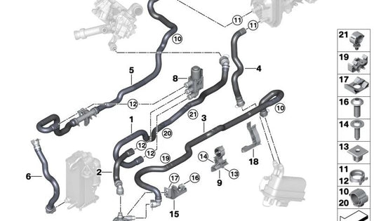 OEM Progress Kältemittel Schlauch 64219496099 für BMW G30, G31, G38, G11, G12. Original BMW.