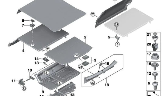 Base de Inserción Maletero para BMW Serie 5 G30, G38 (OEM 51477384922). Original BMW