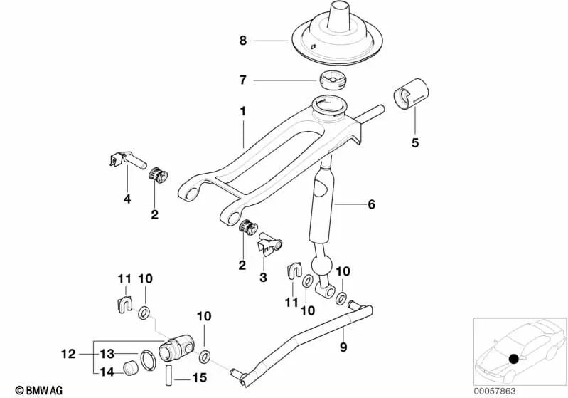 Schaltstangengelenk para BMW Serie 3 E46, E90, E91, E92, Serie 5 E60, E61 (OEM 25117522384). Original BMW