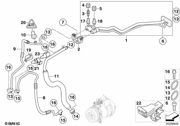 Tubería de succión para BMW E70N, X6 E71 (OEM 64509221762). Original BMW