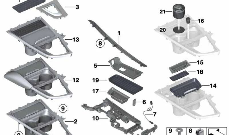 Verkleidung der Mittelkonsole vorne für BMW F30, F31, F34, F35, F32, F33, F36 (OEM 51169218925). Original BMW