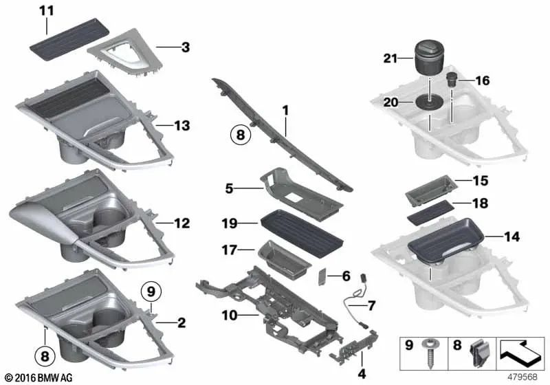 Cubierta del Selector de Marchas para BMW F80, F80N, F82, F82N, F83, F83N (OEM 51168058547). Original BMW.