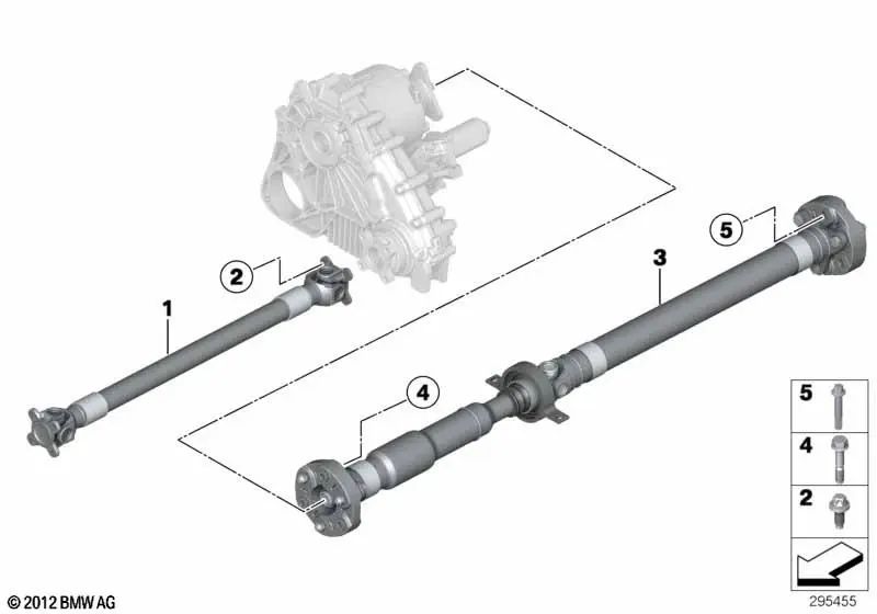 Rear drive shaft for BMW F30, F31, F32, F36 (OEM 26108676287). Original BMW