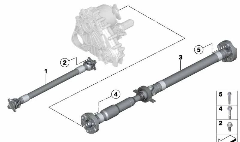 Eje de transmisión trasero para BMW Serie 3 F30, F31 y Serie 4 F32, F36 (OEM 26108642910). Original BMW