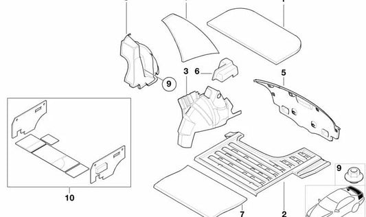 Aislamiento acústico para BMW Serie 3 E36 (OEM 51481977023). Original BMW