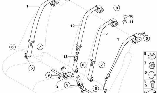 Cintura posteriore superiore per BMW 3 E90 Serie, E90N (OEM 72119138233). BMW originale