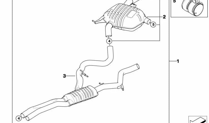 Tubo de escape medio para BMW Serie 3 E90, E91, E92, E93 (OEM 18307565541). Original BMW.