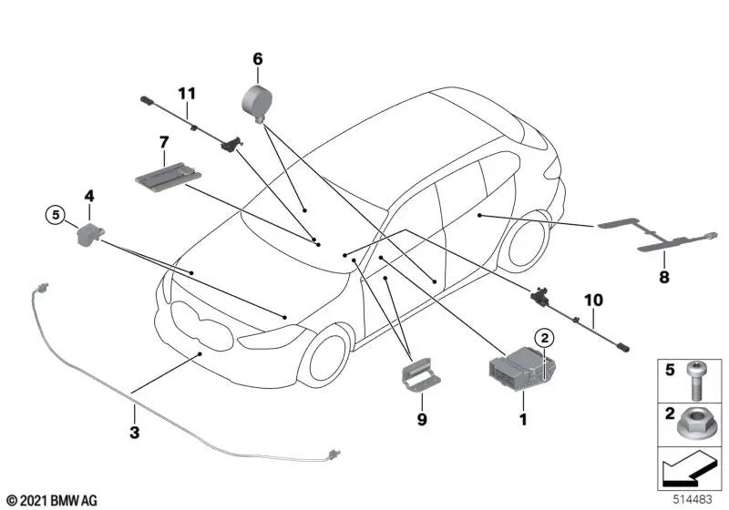 Passenger Seat Sensor for BMW F40, F44, F45, F48, F39, G29 and MINI F54, F55, F56, F57, F60 (OEM 65776993870). Genuine BMW