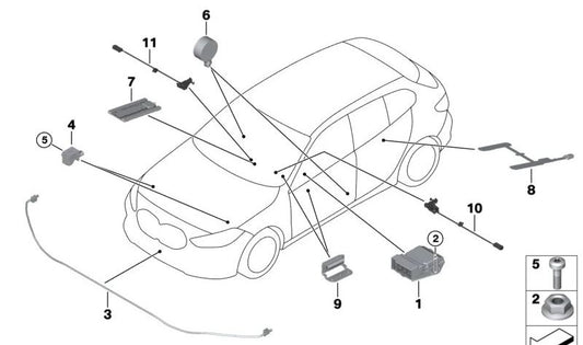 Sensor de posición del asiento OEM 65779311510 para BMW (Modelos compatibles: F40, F44, F45, F48, F39, G29). Original BMW.