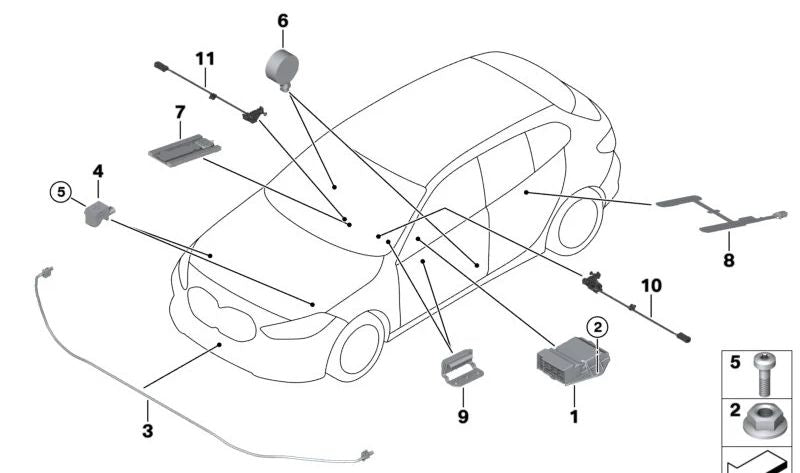 Sensor Asiento Conductor para BMW F40, F44, F45, F48, F39, G29, para varios modelos/series de MINI (OEM 65776993869). Original BMW