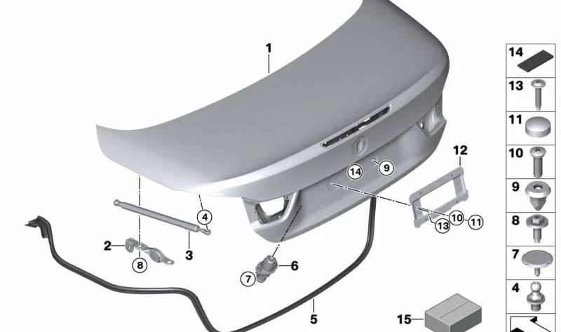 Amortiguador hidráulico maletero OEM 51247295244 para BMW F33, F83. Original BMW.