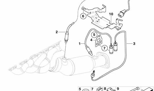 Soporte sensor lambda OEM 12527835467 para BMW E60, E61, E63, E64. Original BMW.