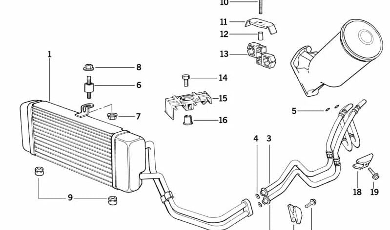 Oil Cooler Return Line for BMW E34 (OEM 17222244712). Original BMW