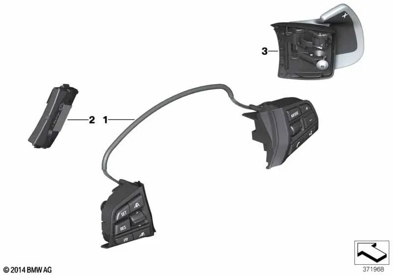 Interruptor de Volante Multifunción para BMW F07, F10, F11, F06, F12, F13, F01N, F02N (OEM 61319229485). Original BMW