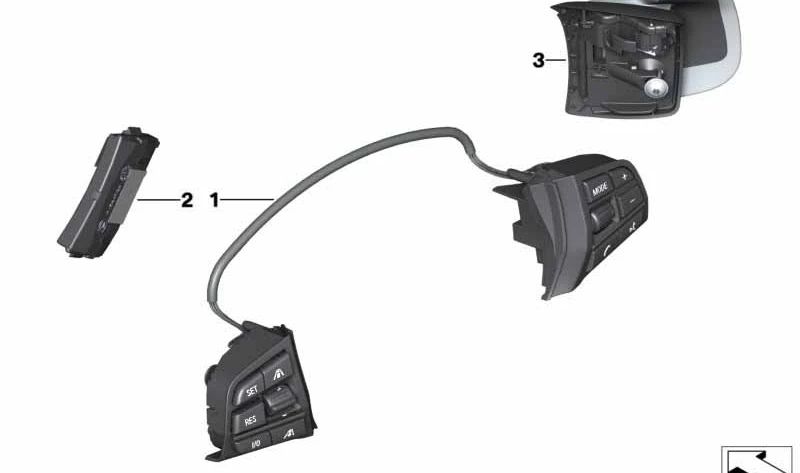 Módulo interruptor para volante multifunción OEM 61319262706 para BMW F07, F10, F11, F01, F02, F04. Original BMW.