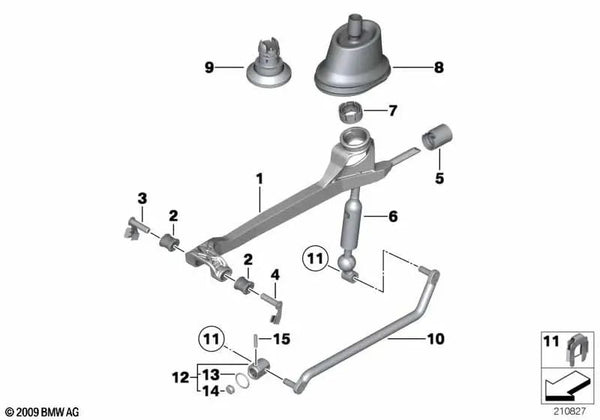 Palanca de cambios para BMW Serie 5 F10, F11, F18 (OEM 25117564163). Original BMW.