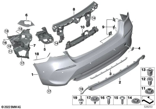 Revestimiento parachoques trasero para BMW F40 (OEM 51129464566). Original BMW