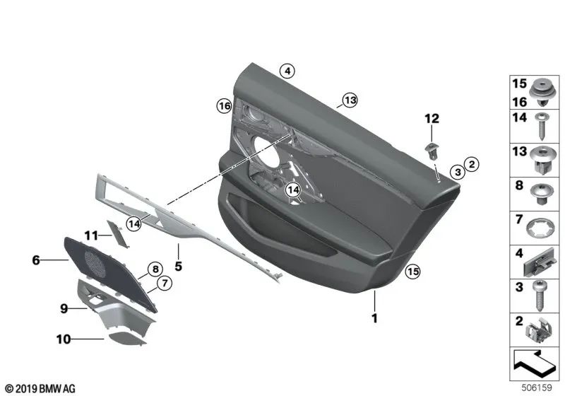 Cubierta del interruptor del elevalunas izquierdo para BMW F93, G16 (OEM 51427948263). Original BMW