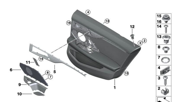 Moldura decorativa izquierda OEM 51429890683 para BMW F93, G16. Original BMW.