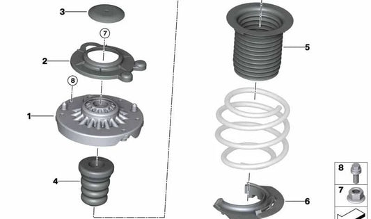 Amortiguador adicional delantero para BMW F20, F21, F40, F23, F44, G26 (OEM 31336791491). Original BMW