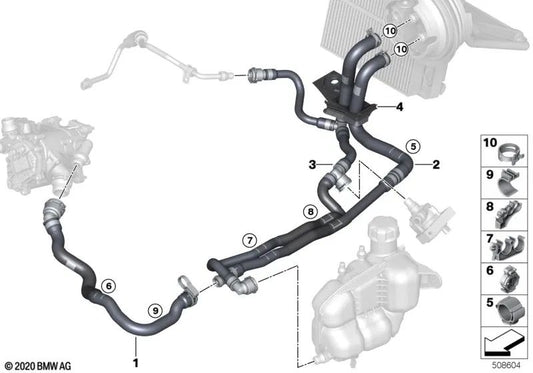 Soporte para Mangueras para BMW F40, F52 Serie 1, F44, F45N, F46, F46N Serie 2, X1 F48, F48N, F49N, X2 F39 (OEM 64216832806). Original BMW