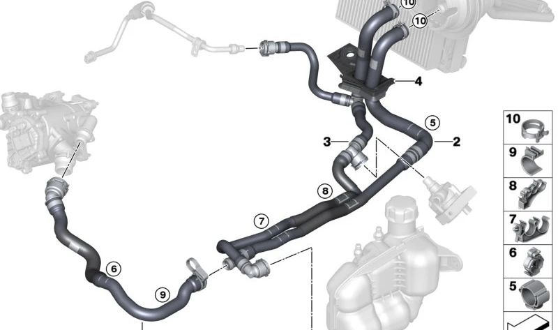 Soporte para mangueras doble para BMW Serie 1 F40, F52, Serie 2 F44, F45, F46, X1 F48, X2 F39, MINI F54, F55, F56 (OEM 64216832805). Original BMW