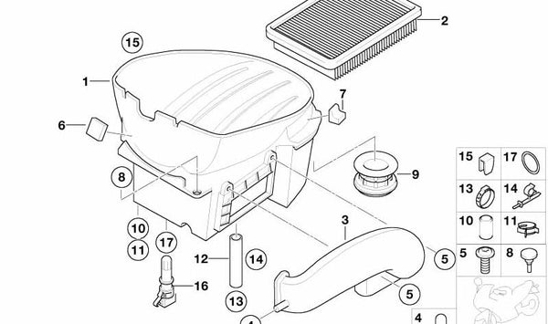 Abrazadera OEM 17127609183 para BMW F07, F10, F11, F06, F12, F13, F01, F02, G12. Original BMW