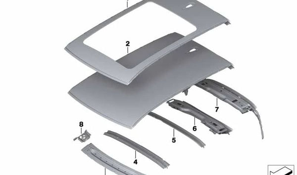 Refuerzo trasero de techo OEM 41007436195 para BMW Serie 2 Active Tourer F46. Original BMW.