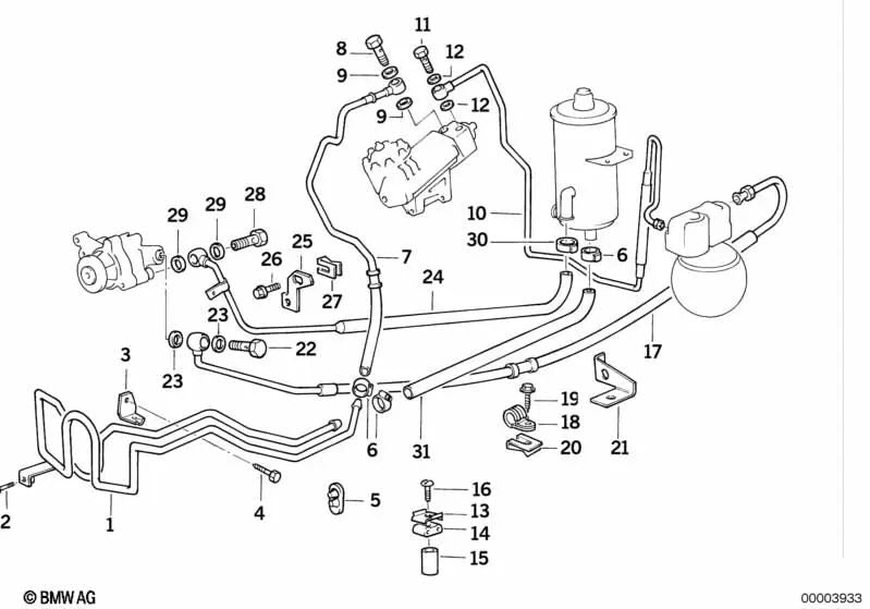 Tubo de retorno para BMW Serie 5 E34, Serie 7 E32 (OEM 32411141442). Original BMW