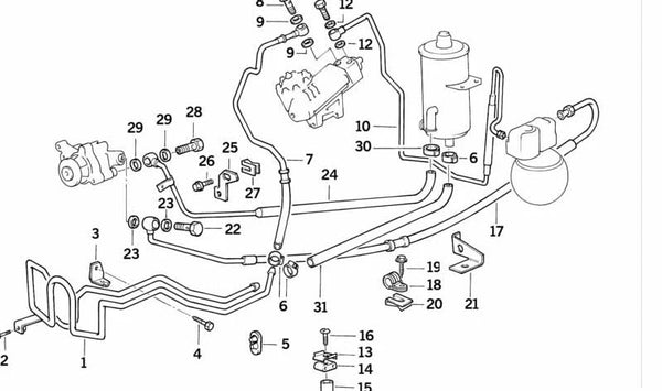 Manguera de Presión para BMW Serie 5 E34, Serie 7 E32 (OEM 32411141679). Original BMW