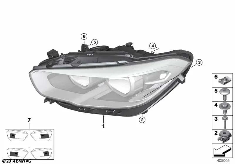 Faro Halógeno derecho para BMW F20N, F21N (OEM 63117358392). Original BMW