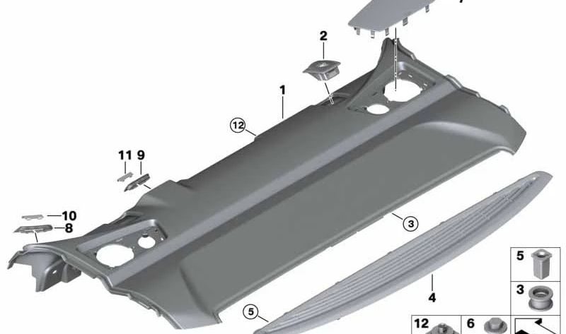 Embellecedor de salida del cinturón derecho para BMW F90, G30, G38 (OEM 51467419864). Original BMW