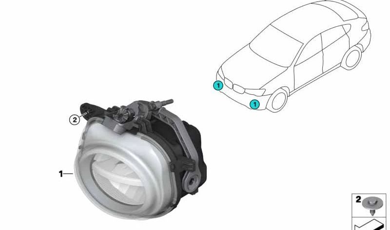 Linke LED-Nebelscheinwerfer für BMW X3 F25, X4 F26, X5 F15, F85, X6 F16, F86 (OEM 63177317251). Original BMW