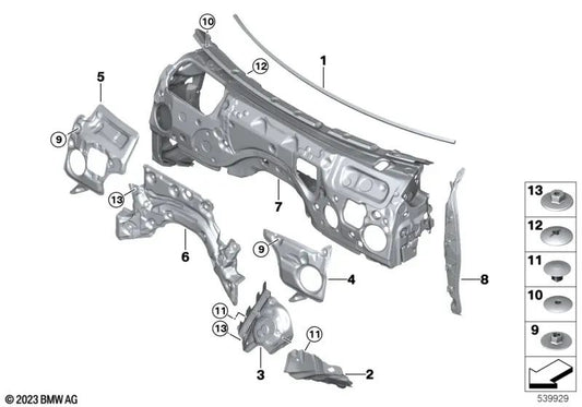 Sellado del marco lateral derecho para BMW G22, G23, G82, G83 (OEM 51486994524). Original BMW