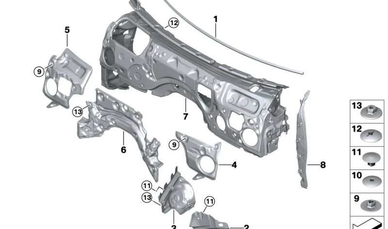 Aislante acústico para salpicadero OEM 51487445247 para BMW G20, G21, G28, G80, G22, G23, G26, G82, G83. Original BMW.