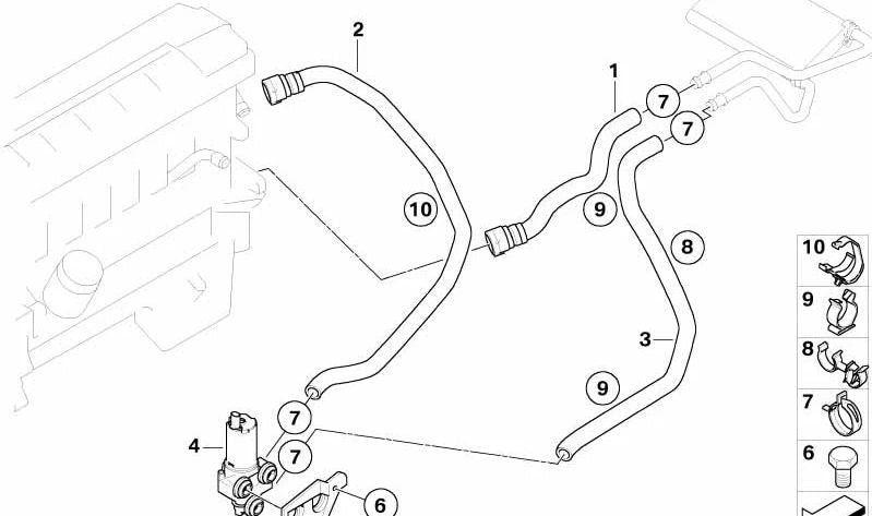 Manguera Preludio Motor-Bomba de Agua Auxiliar para BMW E85, E86 (OEM 64217836987). Original BMW