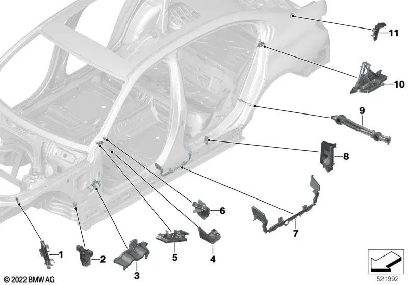 Inner C-pillar moulding left for BMW G20, G20N, G28, G28N, G80 (OEM 41008499993). Original BMW.