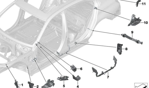 Revestimiento interior pilar C derecho OEM 41008499994 para BMW G20, G28, G80. Original BMW.