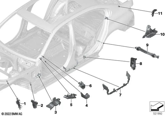 Formteil marco de ventana trasera derecha para BMW Serie 3 G20, G20N, G28, G28N, G80 (OEM 41007458460). Original BMW