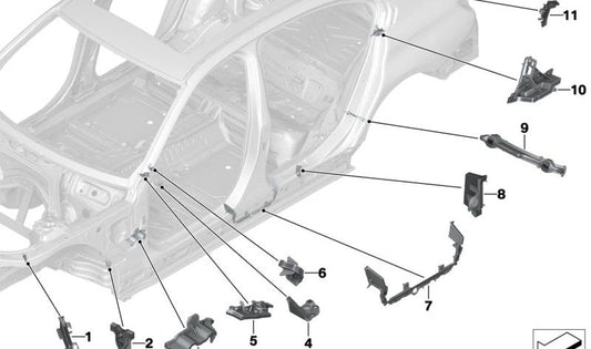 Revestimiento interior izquierdo del pilar A (inferior) OEM 41007463961 para BMW G20, G21, G28, G80, G81. Original BMW.