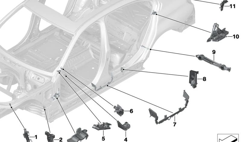 Pieza moldeada pilar A inferior interior derecho para BMW G20, G21, G28, G80, G81 (OEM 41007463962). Original BMW.