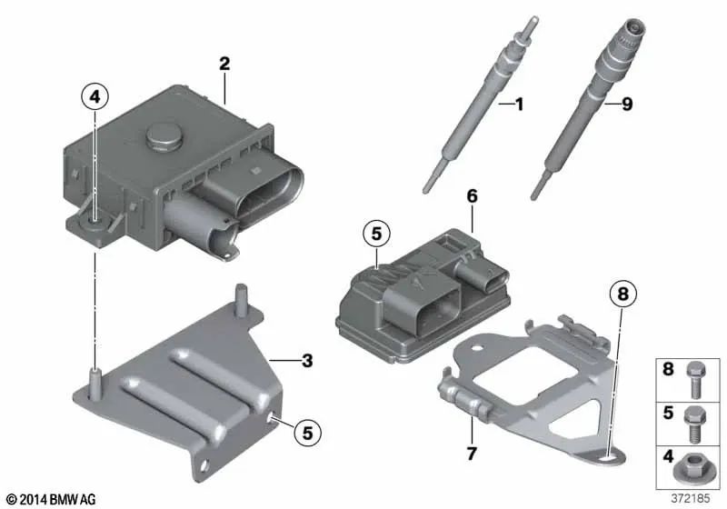 Unidad de control de precalentamiento para BMW Serie 1 F20, F21, Serie 2 F22, Serie 3 E90N, E91N, E92N, E93N, F30, F31, F34, Serie 4 F32, F33, F36, Serie 5 F07, F10, F11, X1 E84, X3 F25, X5 F15, MINI R56N (OEM 12217822098). Original BMW.