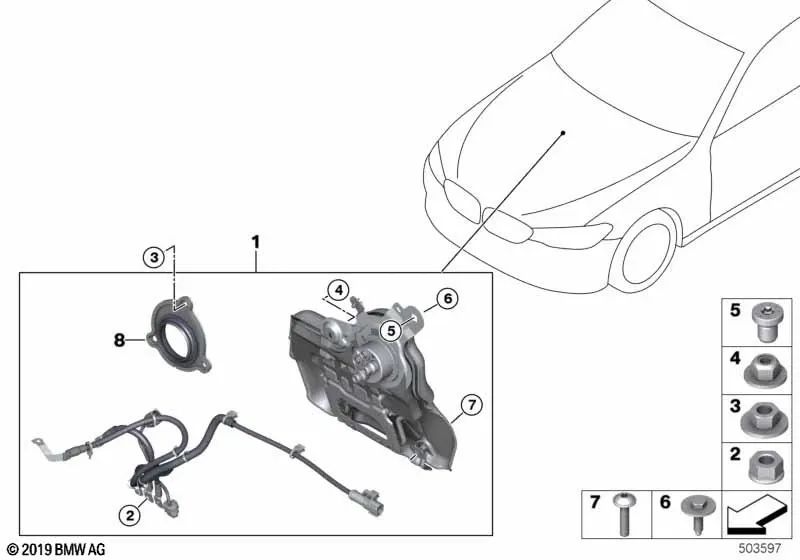 Kit de Fijación Unidad de Control de Potencia para BMW G05, G05N, G18, G18N, G06, G06N, G07, G07N (OEM 61427928459). Original BMW.